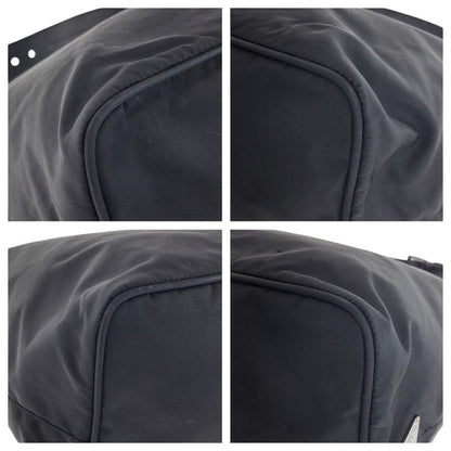 PRADA Tessuto Triangle Logo Plate Black Silver Hardware Nylon Leather Shoulder
