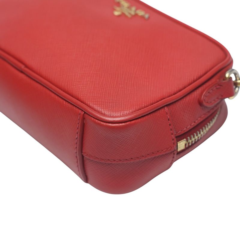 PRADA 1n1674 Camera Shoulder Bag Vitello Phoenix Shoulder Bag PRADA Red