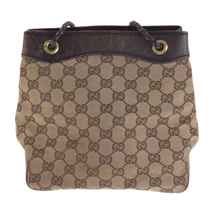 GUCCI Beige Brown Gold Hardware GG Canvas Leather 109143 Shoulder Bag Handbag