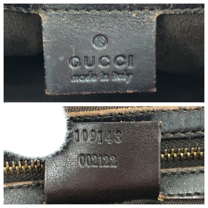 GUCCI Beige Brown Gold Hardware GG Canvas Leather 109143 Shoulder Bag Handbag