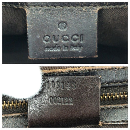 GUCCI Beige Brown Gold Hardware GG Canvas Leather 109143 Shoulder Bag Handbag