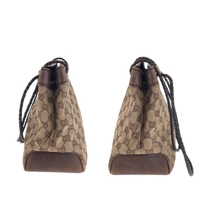 GUCCI Beige Brown Gold Hardware GG Canvas Leather 109143 Shoulder Bag Handbag