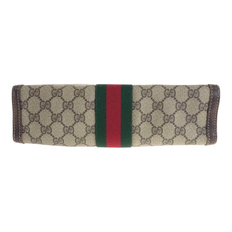 GUCCI Vintage Sherry Line Old GUCCI Beige GG Supreme Canvas Clutch Bag Second