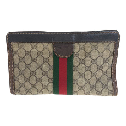 GUCCI Vintage Sherry Line Old GUCCI Beige GG Supreme Canvas Clutch Bag Second