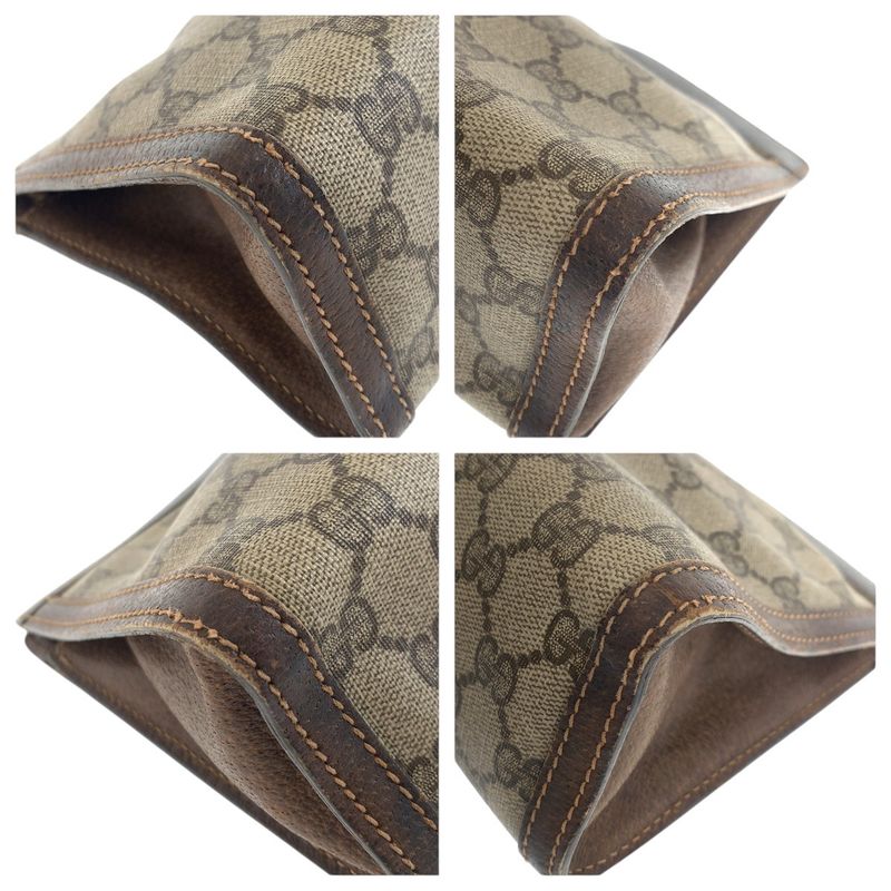 GUCCI Vintage Sherry Line Old GUCCI Beige GG Supreme Canvas Clutch Bag Second