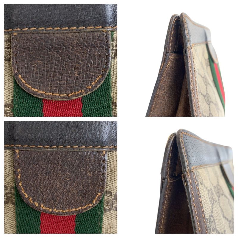 GUCCI Vintage Sherry Line Old GUCCI Beige GG Supreme Canvas Clutch Bag Second