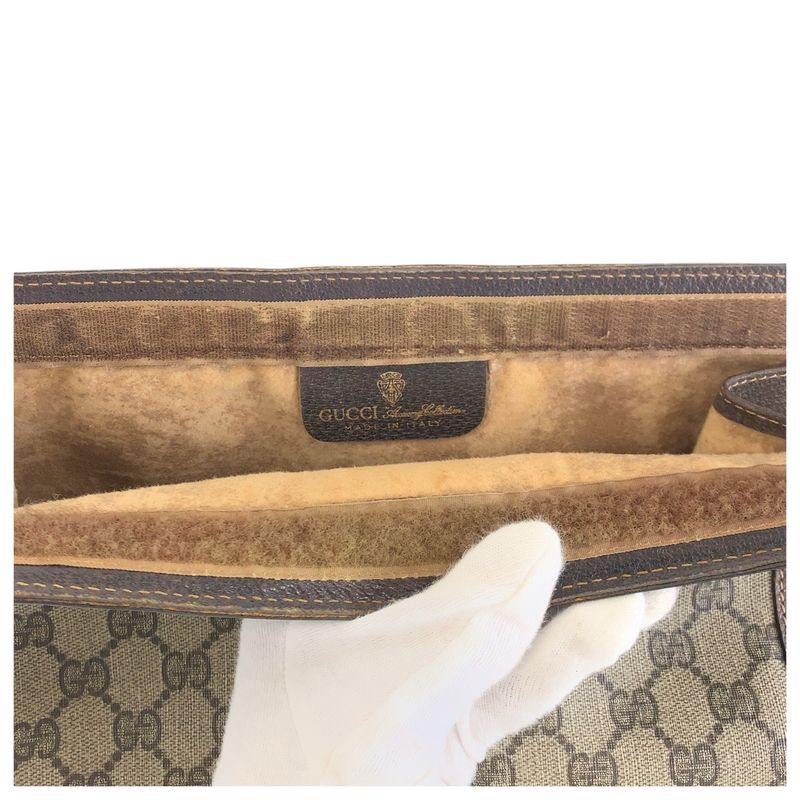 GUCCI Vintage Sherry Line Old GUCCI Beige GG Supreme Canvas Clutch Bag Second