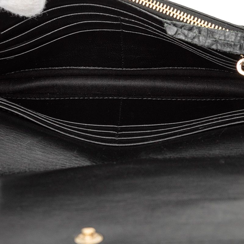 BALENCIAGA Shoulder Bag Chain Wallet 444168 Black Leather Croco Shape Press