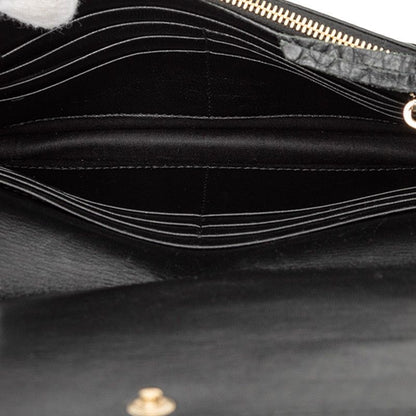 BALENCIAGA Shoulder Bag Chain Wallet 444168 Black Leather Croco Shape Press