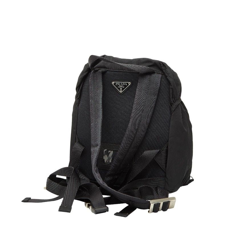PRADA Triangle Logo Plate Mini Rucksack Backpack Black Nylon Ladies PRADA