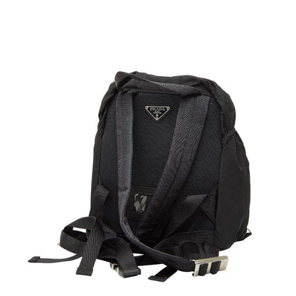 PRADA Triangle Logo Plate Mini Rucksack Backpack Black Nylon Ladies PRADA