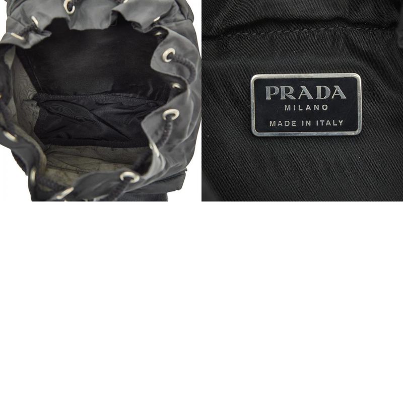 PRADA Triangle Logo Plate Mini Rucksack Backpack Black Nylon Ladies PRADA