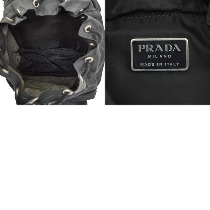 PRADA Triangle Logo Plate Mini Rucksack Backpack Black Nylon Ladies PRADA