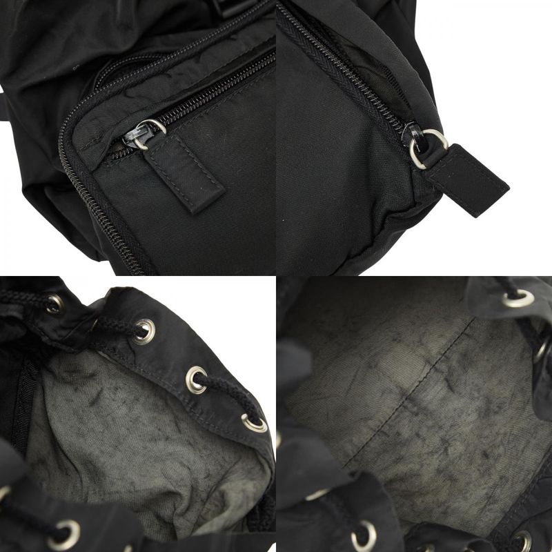 PRADA Triangle Logo Plate Mini Rucksack Backpack Black Nylon Ladies PRADA