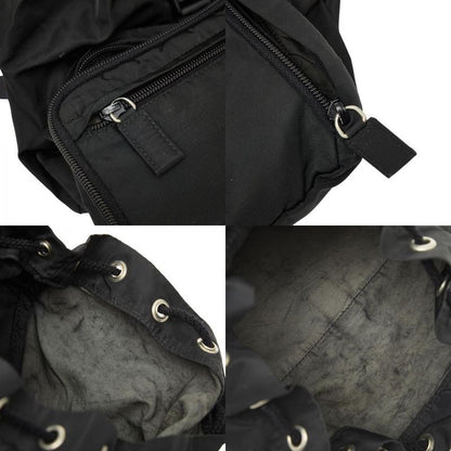 PRADA Triangle Logo Plate Mini Rucksack Backpack Black Nylon Ladies PRADA