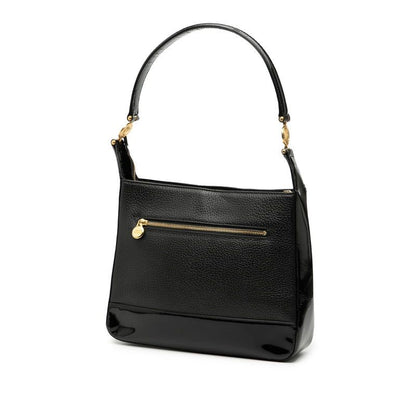 VERSACE Sunburst One Shoulder Bag Black Leather Patent Leather Women's VERSACE