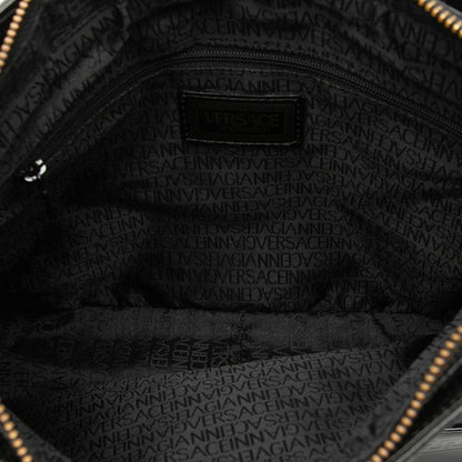 VERSACE Sunburst One Shoulder Bag Black Leather Patent Leather Women's VERSACE