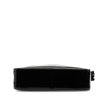 VERSACE Sunburst One Shoulder Bag Black Leather Patent Leather Women's VERSACE