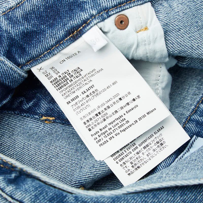 PRADA 25SS Denim Bib Overalls Mini Dress Skirt Size 36 Gfa132 Indigo Blue
