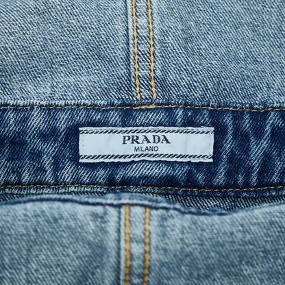 PRADA 25SS Denim Bib Overalls Mini Dress Skirt Size 36 Gfa132 Indigo Blue