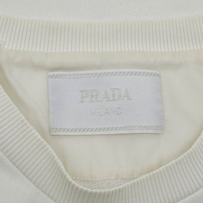 Prada Felpa Logo T-Shirt Size L Ujn773 Ivory-White Cotton Men's