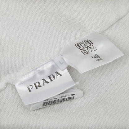 Prada Felpa Logo T-Shirt Size L Ujn773 Ivory-White Cotton Men's