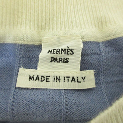 25SS HERMES Short Sleeve Knit Sweater 5e2653de Size38 Blue Ladies