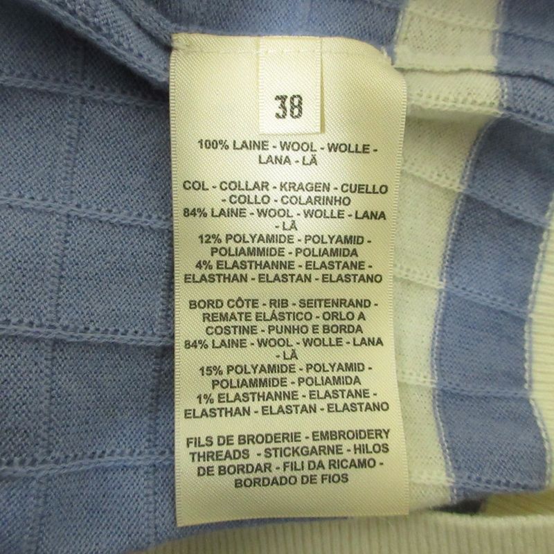 25SS HERMES Short Sleeve Knit Sweater 5e2653de Size38 Blue Ladies