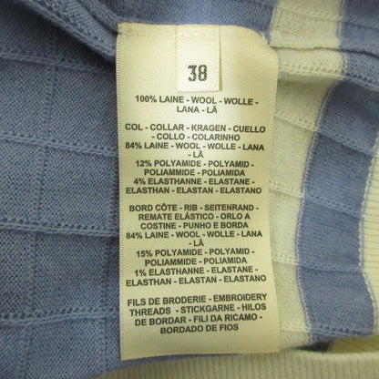 25SS HERMES Short Sleeve Knit Sweater 5e2653de Size38 Blue Ladies