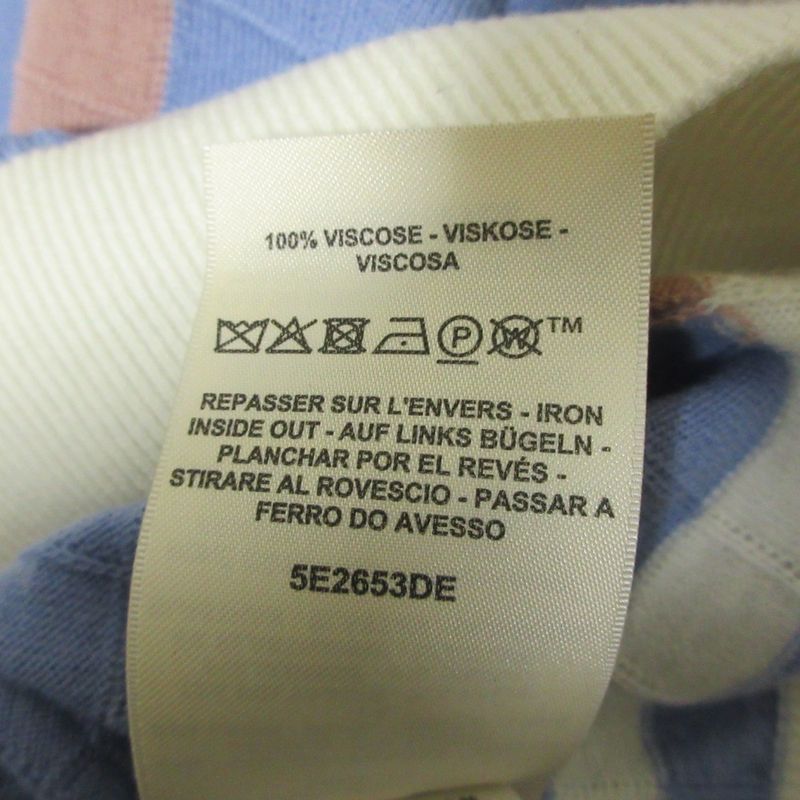 25SS HERMES Short Sleeve Knit Sweater 5e2653de Size38 Blue Ladies