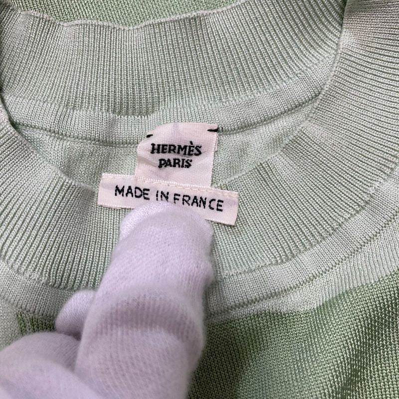 25SS HERMES Brides DE GALA Knit Sweater Size 36 Green Ladies