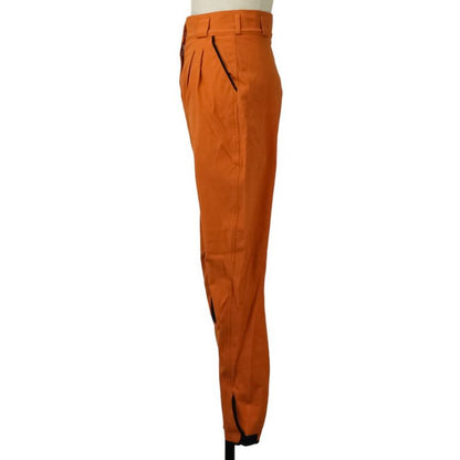 90's HERMES Vintage Two-tuck Serie Button Tankard Pants 44 Orange Navy