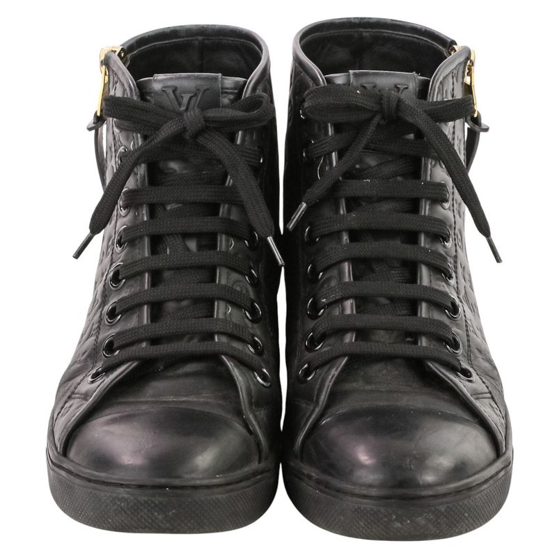 Louis Vuitton Monogram Empreinte Side Zip High Cut Sneakers Size 37 Approximatel