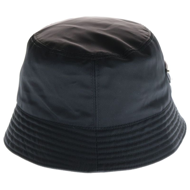 PRADA 20SS Re-nylon Triangle Logo Plate Bucket Hat Black 1hc137