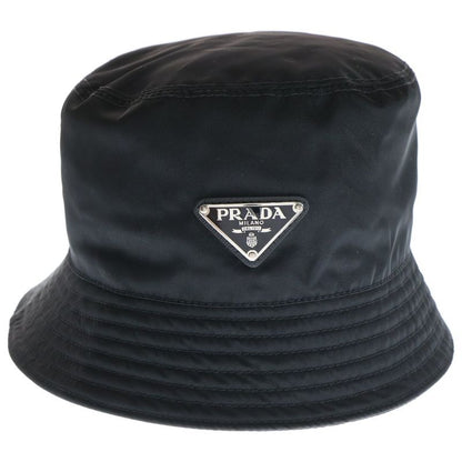 PRADA 20SS Re-nylon Triangle Logo Plate Bucket Hat Black 1hc137