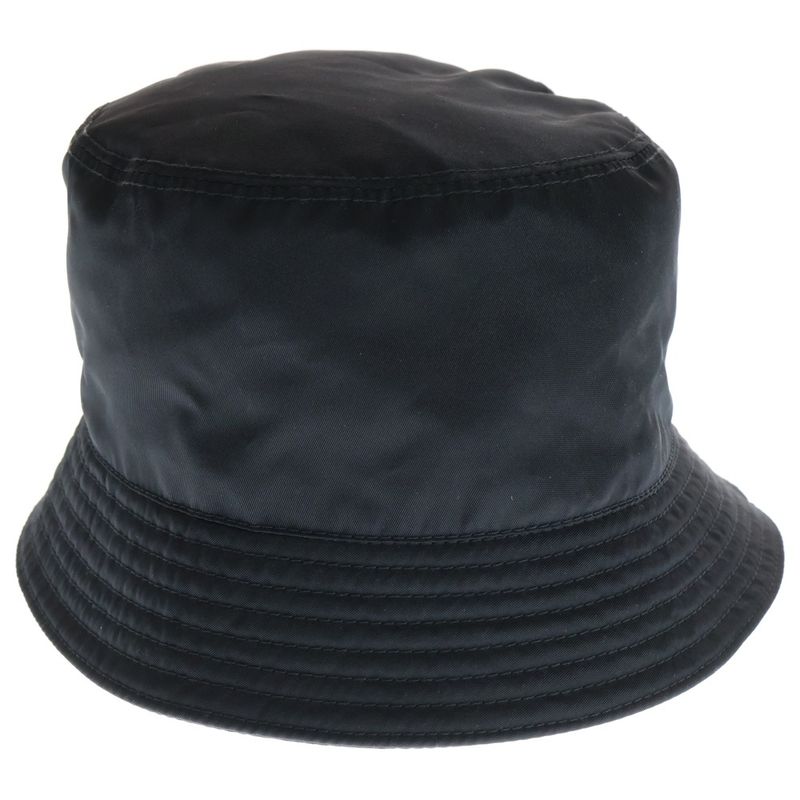 PRADA 20SS Re-nylon Triangle Logo Plate Bucket Hat Black 1hc137