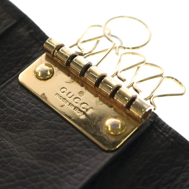 GUCCI Ggmarmont Leather Compact 6 Key Case Black 466118