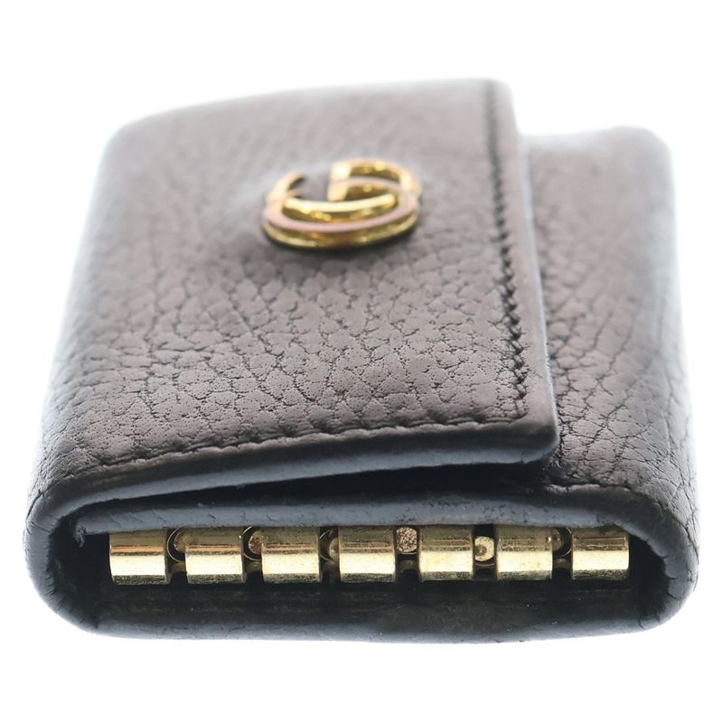 GUCCI Ggmarmont Leather Compact 6 Key Case Black 466118