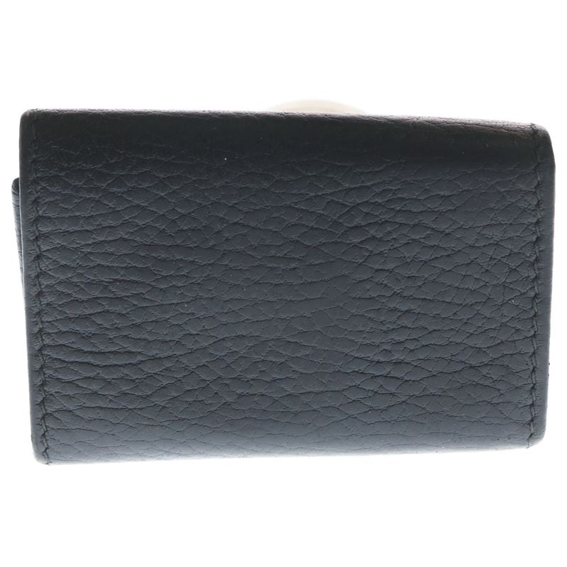 GUCCI Ggmarmont Leather Compact 6 Key Case Black 466118