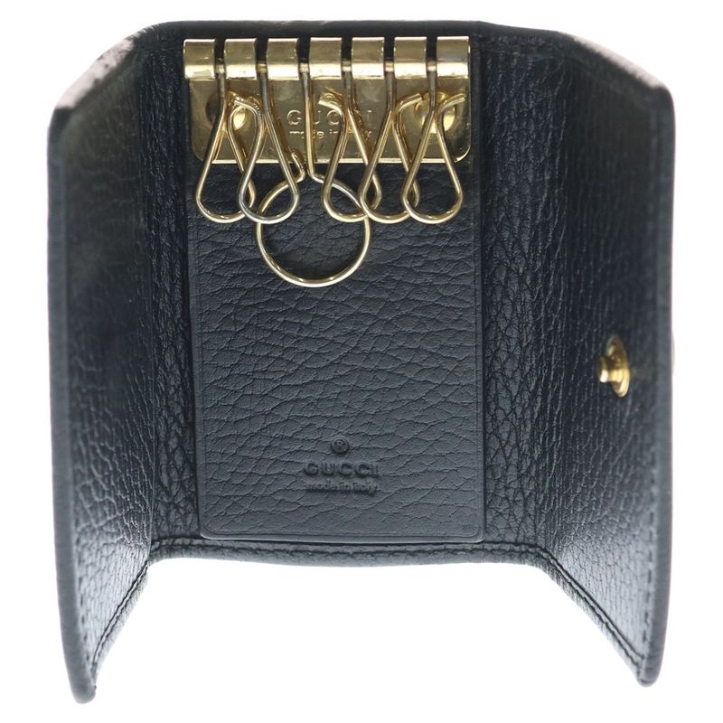GUCCI Ggmarmont Leather Compact 6 Key Case Black 466118
