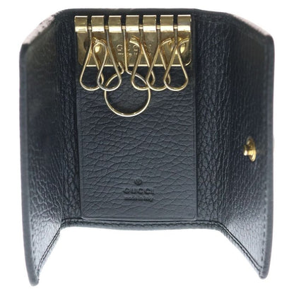 GUCCI Ggmarmont Leather Compact 6 Key Case Black 466118