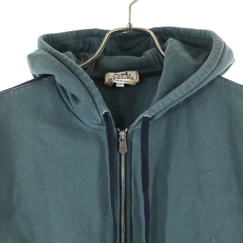 HERMES Cotton Sweatshirt Zip Up Parka - Green