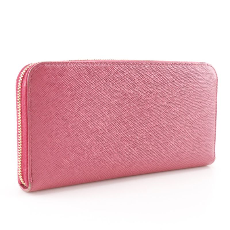 PRADA Ribbon 1ml506 Saffiano Peonia Pink Women's Long Wallet