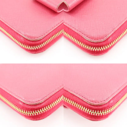 PRADA Ribbon 1ml506 Saffiano Peonia Pink Women's Long Wallet