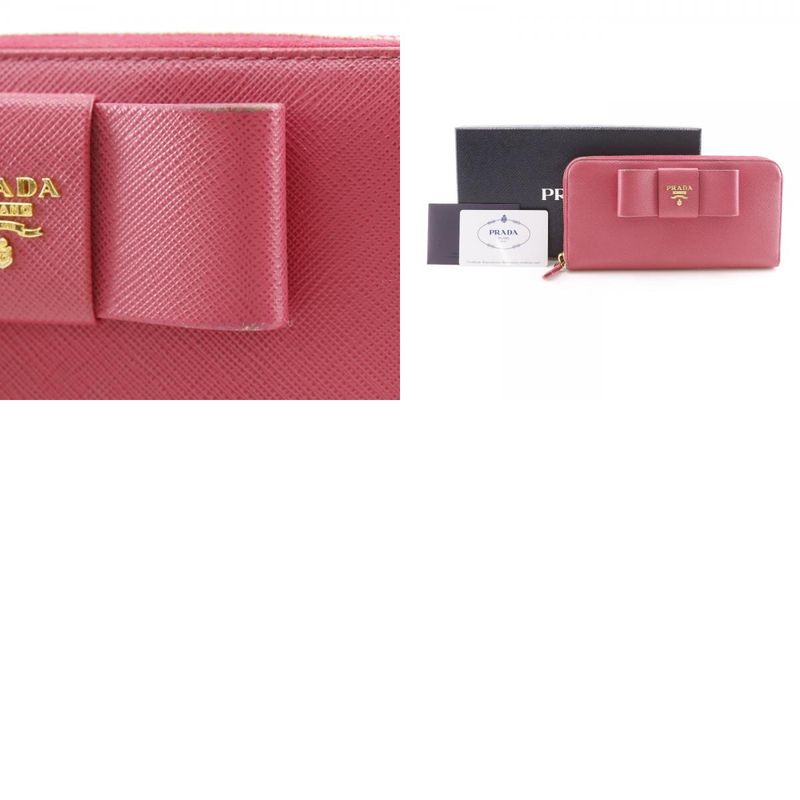 PRADA Ribbon 1ml506 Saffiano Peonia Pink Women's Long Wallet