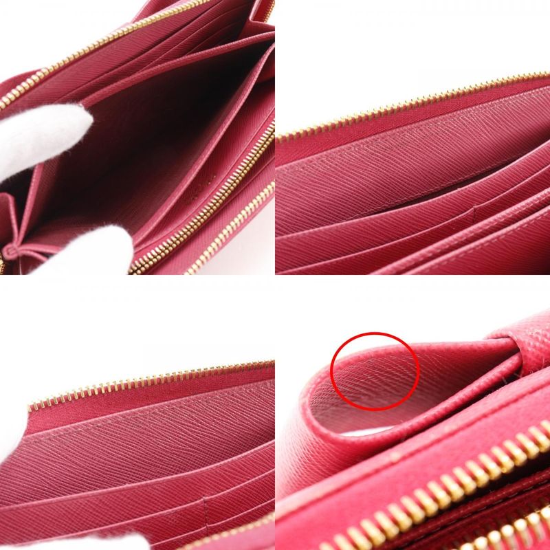 PRADA Ribbon 1ml506 Saffiano Peonia Pink Women's Long Wallet