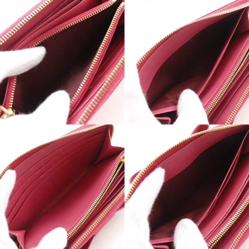 PRADA Ribbon 1ml506 Saffiano Peonia Pink Women's Long Wallet