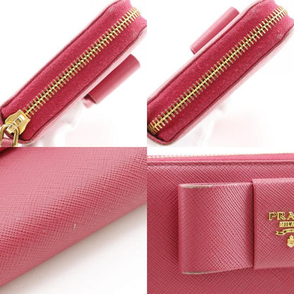 PRADA Ribbon 1ml506 Saffiano Peonia Pink Women's Long Wallet