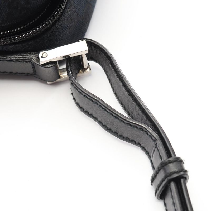 GUCCI Shoulder Bag GG Canvas 018.1612 Black Canvas Leather Shoulder Bag Women's