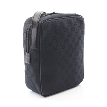 GUCCI Shoulder Bag GG Canvas 018.1612 Black Canvas Leather Shoulder Bag Women's